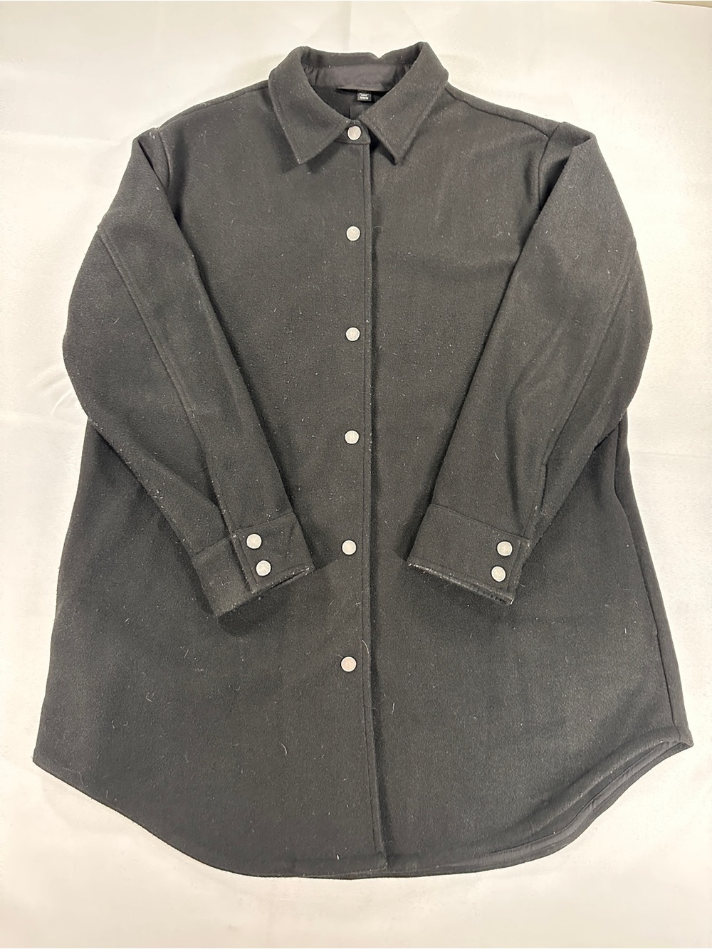 RDI Black Longline Snap Front Shacket Coat Women’s M